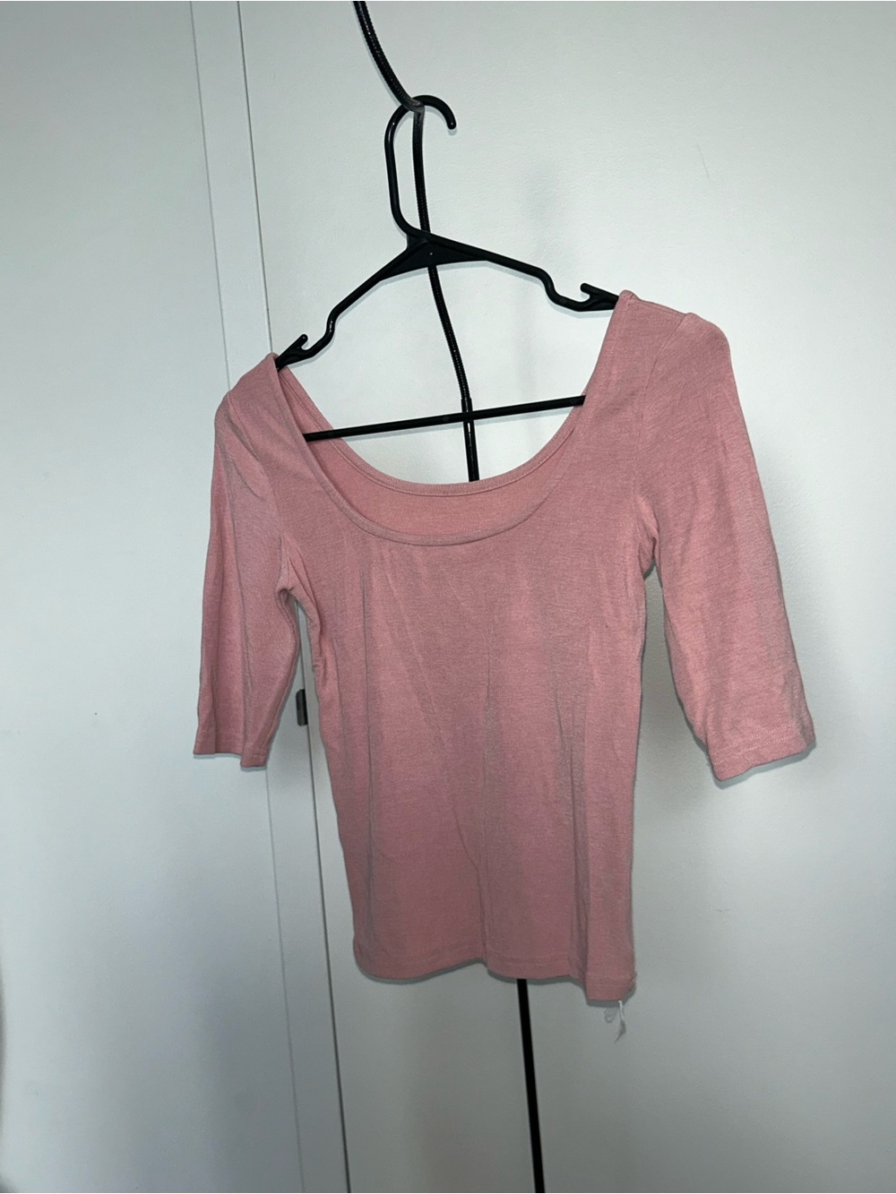 Women's ballet Pink Scoop Neck Three-Quarter Sleeve Top